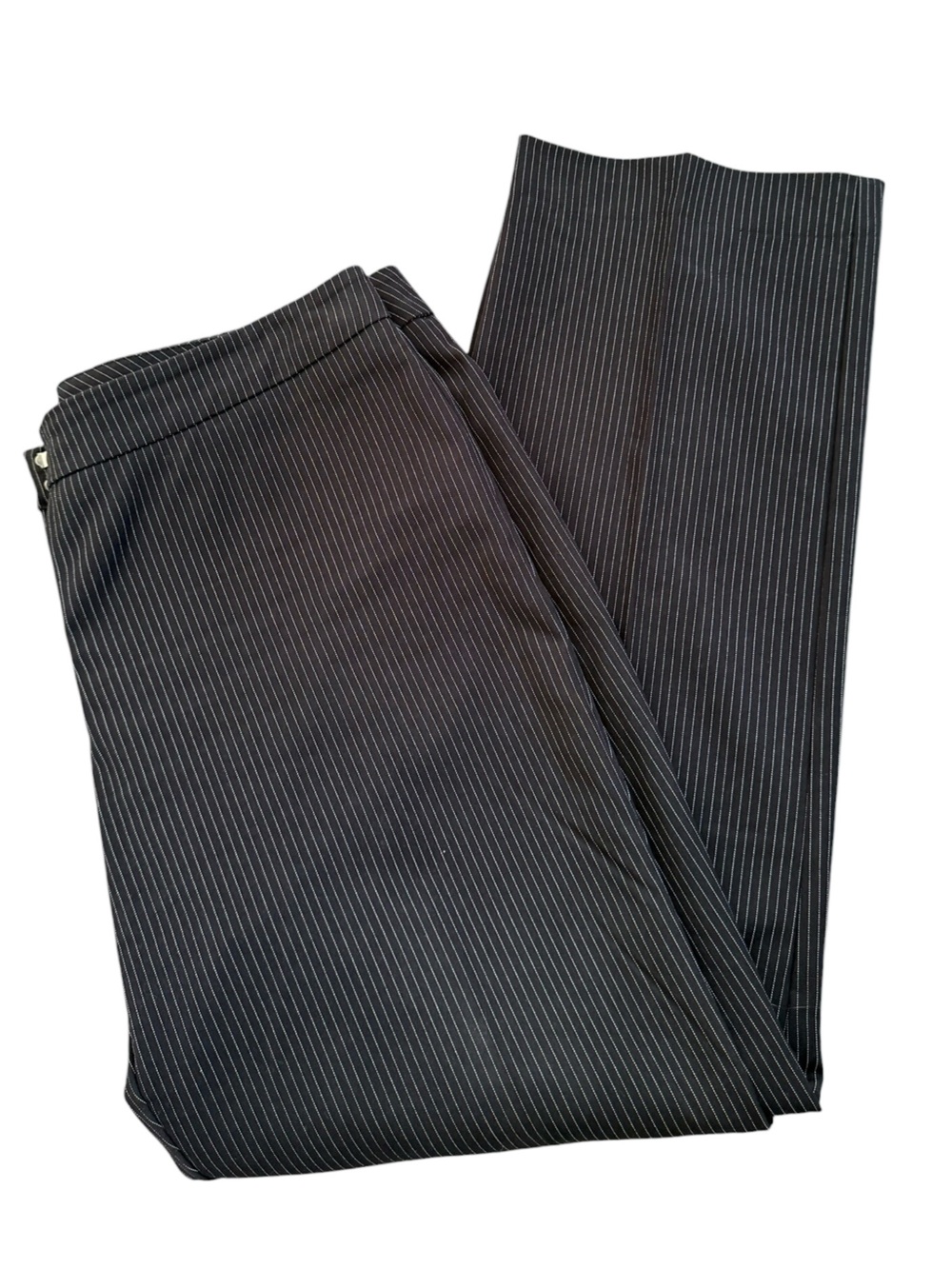 Women’s Black Pinstripe Mid Rise Straight Leg Dress Pants Trousers Size 12 P - Picture 9 of 16